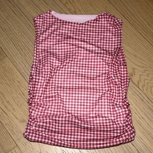 SHEIN Red and White Gingham Sleeveless Top
